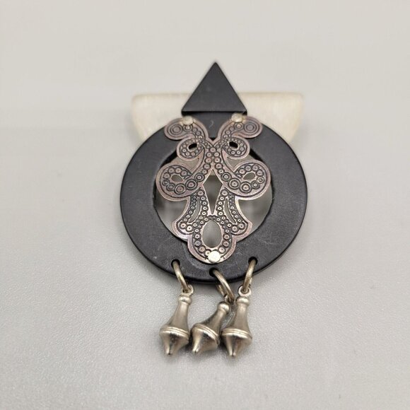 Effex Jewelry New York Mixed Materials Art Deco Style Brooch Safety Clasp Pin - Picture 5 of 5